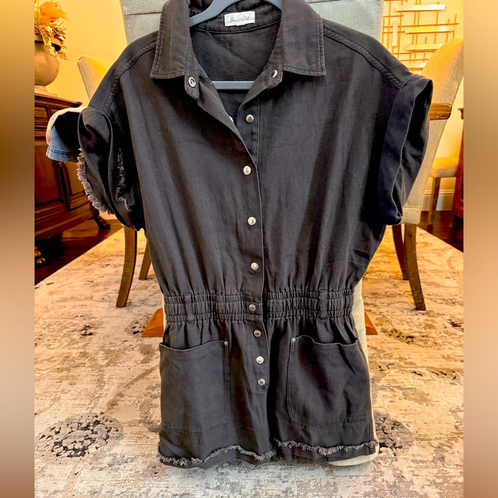 Dark gray denim romper, small, worn one time!